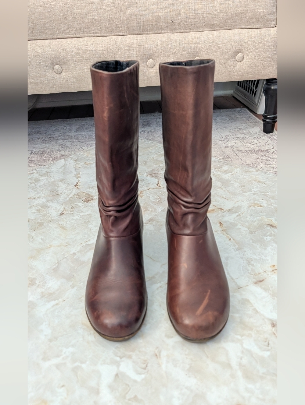 Keen Kate Slouch Women’s Brown Leather Mid Calf Wedge Boots Size US 9